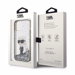 Karl Lagerfeld KLHCP15SLKKNSK iPhone 15 6.1" läbipaistev hardcase Liquid Glitter Ikonik