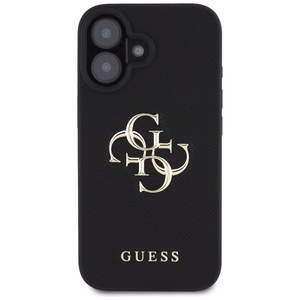 Guess Grained Big 4G Logo Small Classic Logo ümbris jaoks iPhone 16 - must