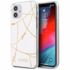Guess GUHCP12SPCUCHWH iPhone 12 mini 5.4" valge/valge kõvakaaneline kuldkettakollektsioon