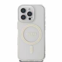 Guess GUHMP16LHFGERET iPhone 16 Pro 6.3" läbipaistev hardcase IML Glitter Circle MagSafe