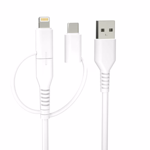 Forever recycling кабель 3в1 1,5m 2,4A USB-A - USB-C + microUSB + Lightning KR3W1-00 белый