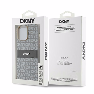 DKNY Leather Mono Stripe & Metal Logo ümbris jaoks iPhone 14 Pro - beige