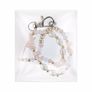 HAPPY Phone lanyard, Phone pendant / cord length 44cm (22cm in the loop) / on hand - lite roosa