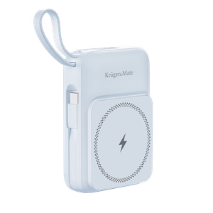 Krüger&Matz magnetiline juhtmevaba akupank koos kaabliga, 10000 mAh, sinine