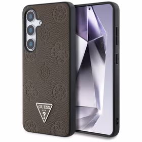 Guess Grained Hot Stamp Peony Pattern Triangle Logo MagSafe Ümbris jaoks Samsung Galaxy S25 - Brown