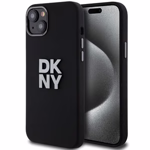 DKNY Liquid Silicone Metal Logo ümbris jaoks iPhone 15 Plus / 14 Plus - must