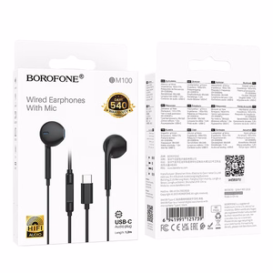 Borofone Earphones BM100 Fuente with microphone Type C (DAC) black