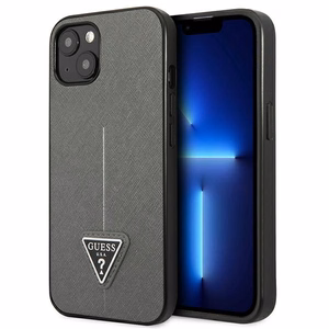 Guess GUHCP14SPSATLG iPhone 14 6.1 "hõbedane / hõbedane hardcase SaffianoTriangle Logo