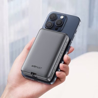 Powerbank Acefast M10 Magnetic 2x USB-C PD 30W koos 15W induktiivse laadimisega ja USB-C kaabliga - must