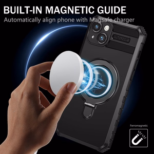 Tel Protect Armor Magsafe Metal Ring Ümbris jaoks Iphone 15 Plus must