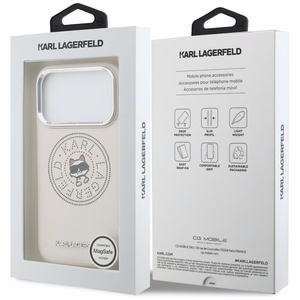 Karl Lagerfeld Point & Choupette Sketch MagSafe Ümbris for iPhone 17 Pro Max - roosa