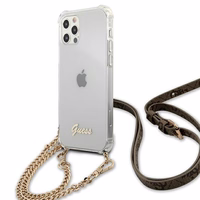 Guess GUHCP12MKC4GSGO iPhone 12/12 Pro 6.1" läbipaistev kõvaketas 4G Gold Chain
