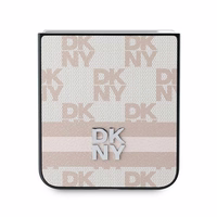 DKNY Checkered Pattern Printed Stripes Ümbris jaoks Samsung Galaxy Z Flip 6 - Roosa