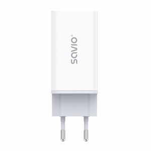 SAVIO LA-07 GaN 65W mains charger, USB, QC4.0+, PD 3.0, valge