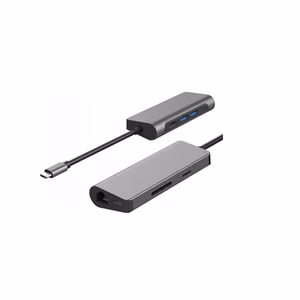 Gigabyte USB-C 7-in-1 – dokkimisjaam 1× HDMI, RJ45, SD/microSD, USB 3.0-A, USB-C ja 3.5 mm pesadega, 24-kuuline garantii