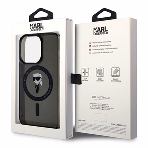 KARL LAGERFELD ümbris jaoks IPHONE 15 Pro KLHMP15LHFCKNOK (Ikonik + MAG) must