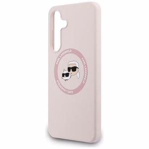 Karl Lagerfeld Silicone Karl & Choupette Heads MagSafe Ümbris jaoks Samsung Galaxy S25 FE - roosa