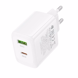 Borofone Sein laadija BN30 Cargador GaN - USB + Tüüp C - QC 3.0 PD 45W valge