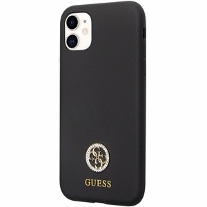 Guess GUHCN614DGPK Ümbris jaoks iPhone 11 / Xr - must Silicone Logo Strass 4G