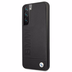 BMW Signature Logo Imprint ümbris Samsung Galaxy S22+ jaoks - must
