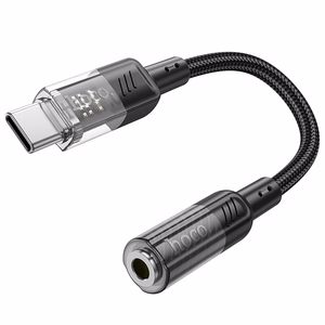 adapter AUX USB C do Jack 3,5 mm Hoco 0,15 m LS37 transparentny must