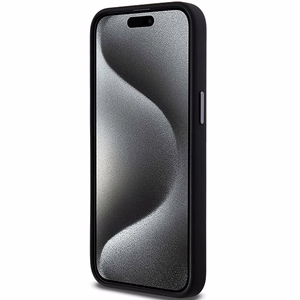 DKNY Liquid Silicone Metal Logo iPhone 15 Pro Ümbris - Must
