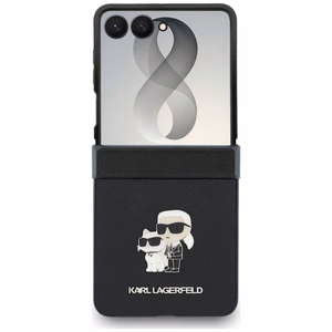 Must Karl Lagerfeld Saffiano Karl & Choupette Pin ümbris Samsung Galaxy Z Flip8 telefonile