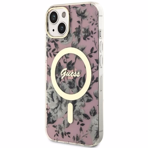 Guess Flower MagSafe ümbris jaoks iPhone 14 - roosa