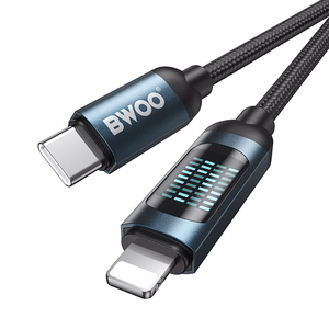 BWOO usb-c Lightning cable 1m 27W with LED display, braided, must