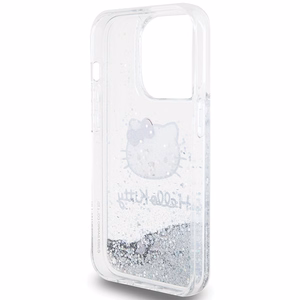 Hello Kitty Liquid Glitter Charms Kitty Head ümbris jaoks iPhone 14 Pro Max - hõbedane
