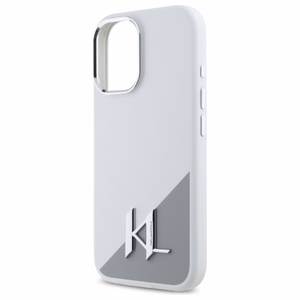 Karl Lagerfeld Silicone Initial Metal Logo MagSafe iPhone 16 Ümbris - valge