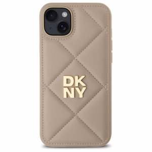 DKNY Quilted Stack Logo iPhone 15 Plus Ümbris - Beige