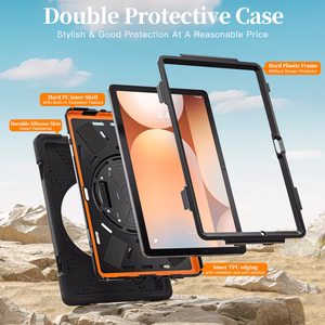 JM Rugged Case Grip ümbris Samsung Galaxy Tab A11+ rihmaga must