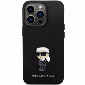 Karl Lagerfeld KLHCP14XSMHKNPK ümbris jaoks iPhone 14 Pro Max 6.7" - must Silicone Ikonik Metal Pin
