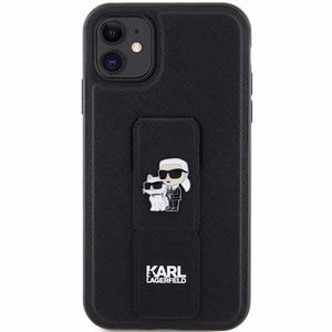 Karl Lagerfeld Gripstand Saffiano Karl&Choupette Pins ümbris jaoks iPhone 11 / Xr - must