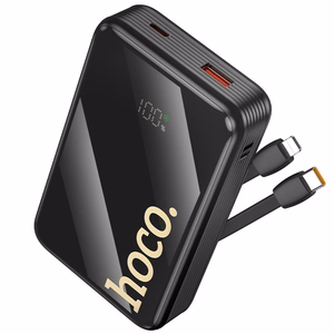 Akupank Hoco 20000 mAh QC PD 22,5W sisseehitatud kaablitega USB C + Lightning Q37A must