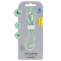 Blavec Kaabel Candy braided - Type C to Lightning - PD 20W 2,4A 3 metres Apple CarPlay (CCA-CL24GN30) roheline
