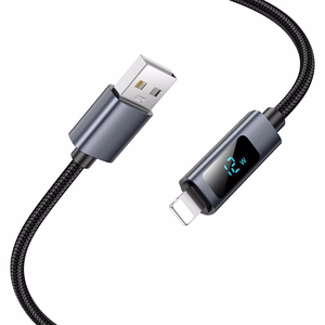 Кабель USB A to Lightning Hoco 2,4A с дисплеем 1 м X112 чёрный