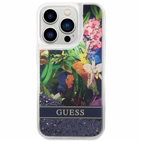 Guess GUHCP14LLFLSB iPhone 14 Pro 6.1 "sinine / sinine hardcase Flower Liquid Glitter
