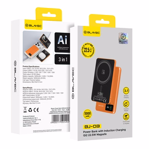 Blavec BJ-03 akupank 5000mAh ülieõhuke 7,8 mm Type-C 22,5W magnetiline MagSafe 3-in-1 oranž alumiinium