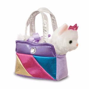Fancy Pals keskkonnahoidlik printsesskassi plüüslelu roosa krooniga vikerkaarevärvilises kotis, 20 cm