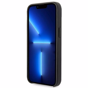 Karl Lagerfeldi nahast perforeeritud logoga ümbris iPhone 14 Plus'ile - must