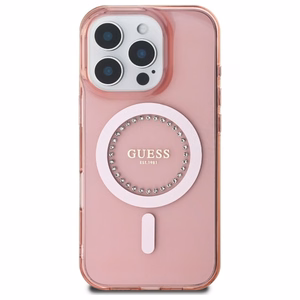Guess IML Rhinestones MagSafe iPhone 16 Pro Ümbris - roosa