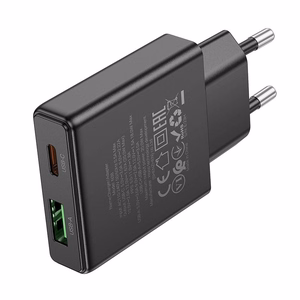 Phone Laadija Hoco Slim USB A + USB C QC3.0 PD 3A 20W N38 must