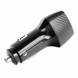Car charger Forcell F-Energy Carbon USB A QC3.0 PD 3A 38W with cable USB C CC50-1AC black