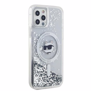 Karl Lagerfeld Liquid Glitter Choupette Head MagSafe Ümbris jaoks iPhone 12 / 12 Pro - läbipaistev