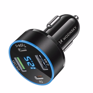 Wozinsky WDCCB Car Laadija with Display 50W 2xUSB-C / 2xUSB-A - must