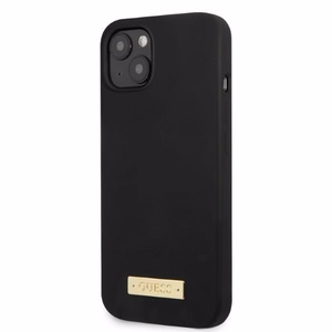 Guess GUHMP13MSPLK iPhone 13 6.1" чёрный/чёрный жёсткий чехол Silicone Logo Plate MagSafe