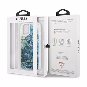 Guess GUHCP13MLFLSN iPhone 13 6.1" зелёный/зелёный жёсткий чехол Flower Liquid Glitter