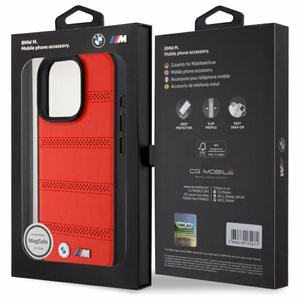 BMW M Perforated And Stitched Line MagSafe ümbris jaoks iPhone 16 Pro Max - punane
